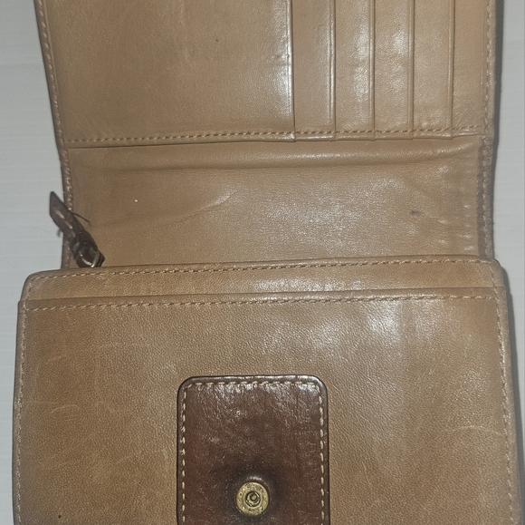 Vintage Coach Brown Leather Stitched Buckle Trifold Square Wallet Y2K Classic - Picture 5 of 8